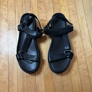 Black Strappy Velcro Sandals
